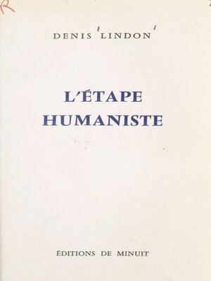 cover image of L'étape humaniste